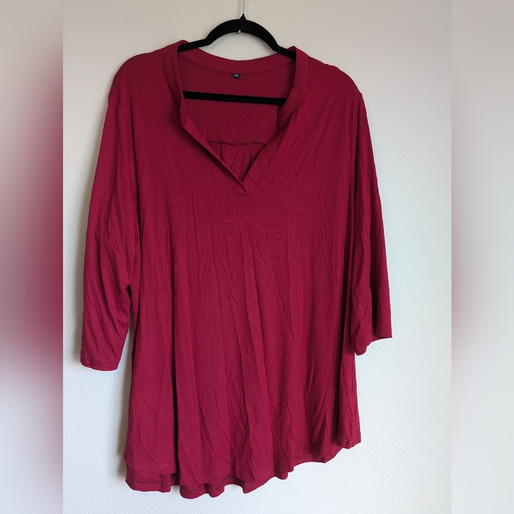 Red Tab Sleeve Relaxed Tunic Top Size 2X